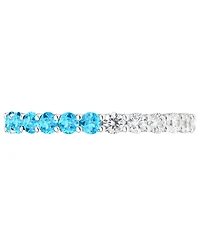 Macy's Blue Topaz (1 ct. t.w.) and Lab-Grown White Sapphire (1 ct. t.w.) Band Ring in Sterling Silver