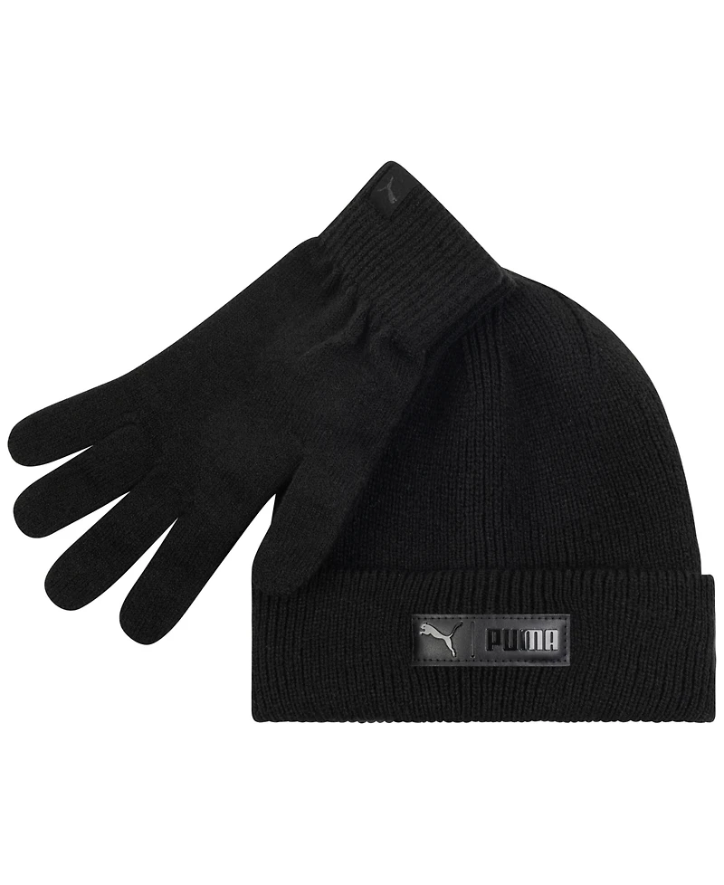 Puma Men's 2-Piece Cuff Beanie and Gloves Set