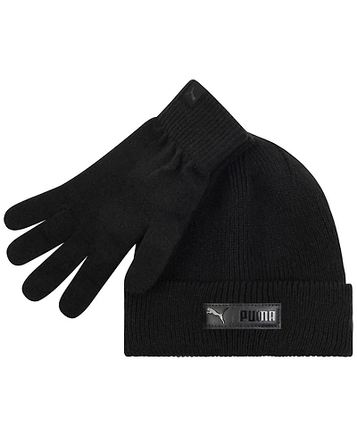 Puma Men's 2-Piece Cuff Beanie and Gloves Set