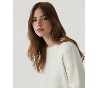 Naadam Women's Cashmere Pointelle Long Sleeves Sweater