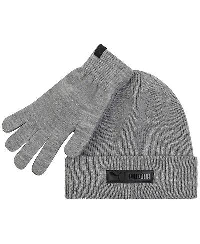 Puma Men's 2-Piece Cuff Beanie and Gloves Set
