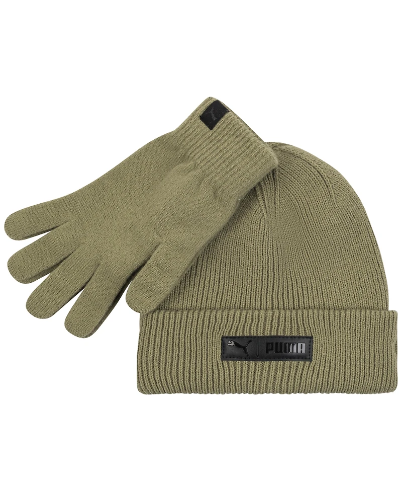 Puma Men's 2-Piece Cuff Beanie and Gloves Set