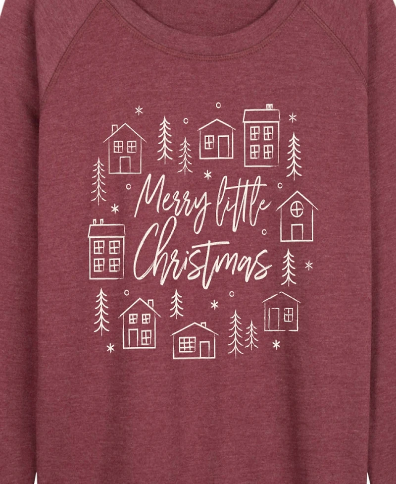 Hybrid Apparel Merry Little Christmas Houses Women's French Terry Long Sleeve Shirt