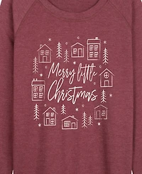 Hybrid Apparel Merry Little Christmas Houses Women's French Terry Long Sleeve Shirt