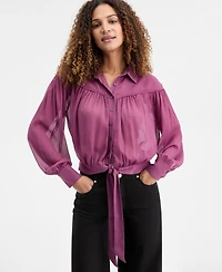 I.n.c. International Concepts Women's Textured Tie-Hem Blouse, Macy's Exclusive