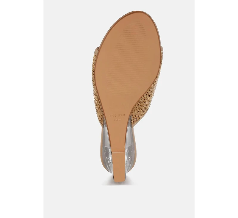 Osminda Raffia Clear Heel Wedge Sandals