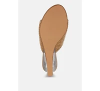 Osminda Raffia Clear Heel Wedge Sandals