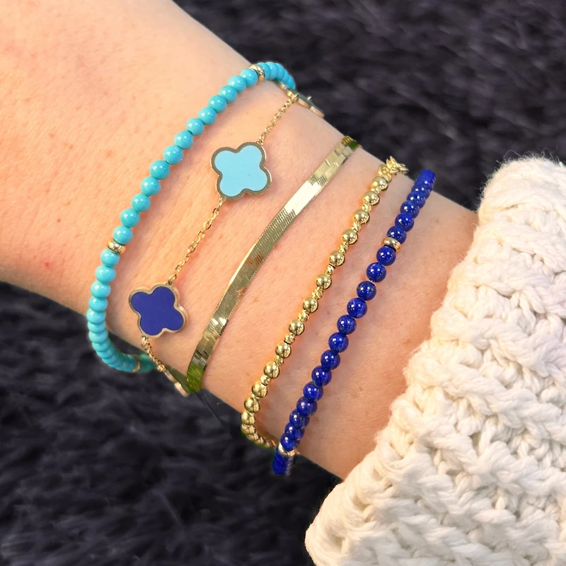 The Lovery Turquoise Round Bead Bracelet 14K Gold