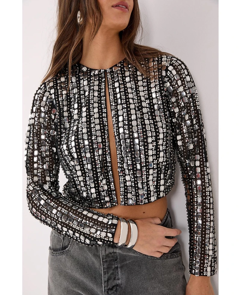 Nasty Gal Women's Beaded Long Sleeve Jacket