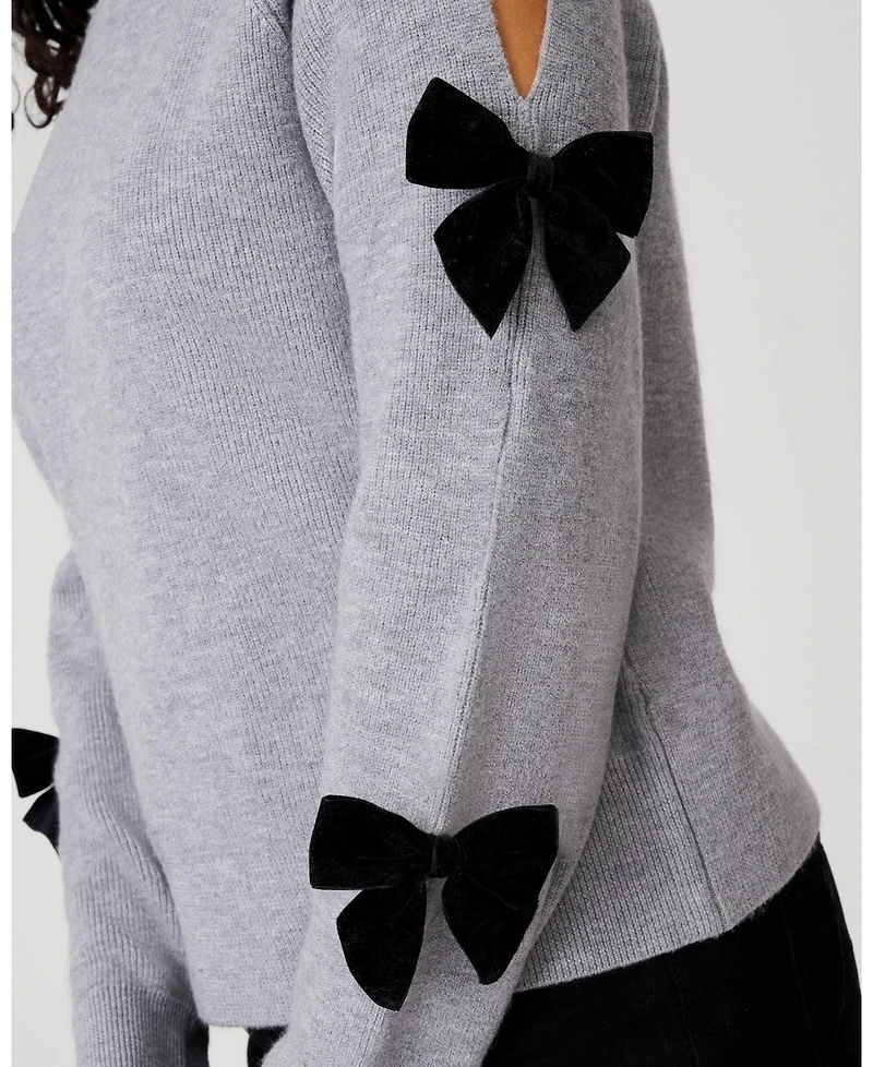 Cable & Gauge Bow Cut Out Sleeve Sweater