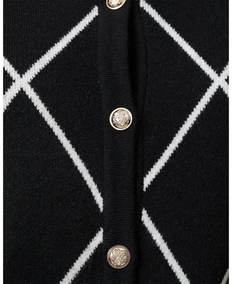 Cable & Gauge Women's Argyle Crewneck Cardigan