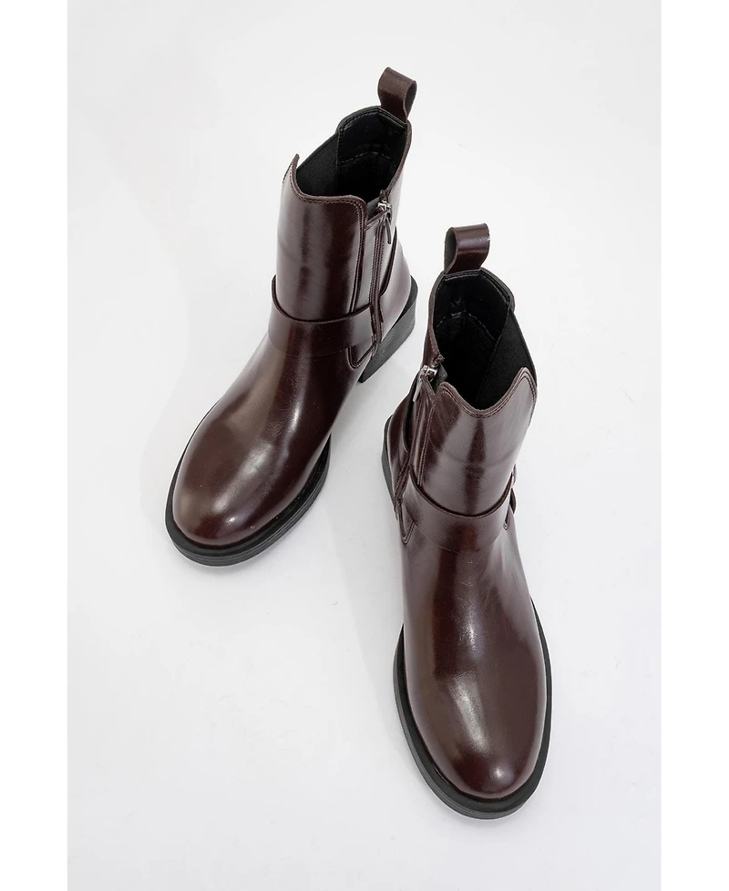 Prologue Shoes Stone Buckled Zip Ankle Boot (Women)