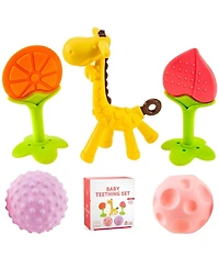 Sperric Baby Silicone Teething Toys 5 Pack, Sensory Balls & Teethers 0-12 Months, Bpa Free Freezer Safe Soft Teether Toys, Soothe Gums