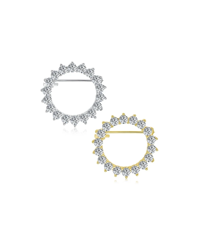 Bling Jewelry Set of 2 Marquise Cz Circle Brooch Pin Gold Silver Plated