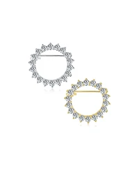 Bling Jewelry Set of 2 Marquise Cz Circle Brooch Pin Gold Silver Plated