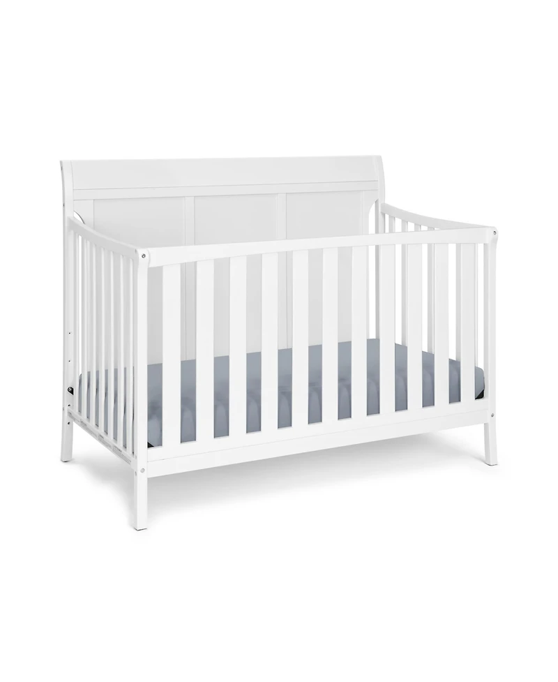 Forest'nSky Classic White 4-in-1 Convertible Crib with Sleek Lines and Toddler Bed Conversion