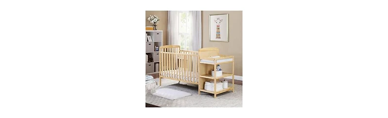 Forest'nSky Natural Wood Crib and Changer Combo with Storage Drawers and Changing Table Top