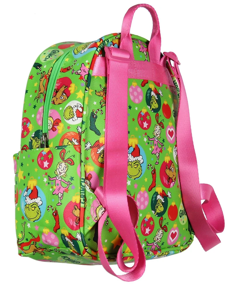 The Grinch Who Stole Christmas Holiday Ornament Aop Max Cindy Lou Who Mini Backpack Purse Adjustable Straps