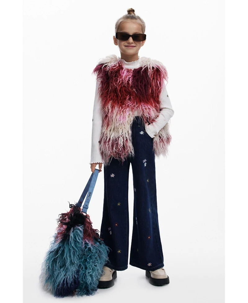 Desigual Girls Girls's Watercolor fur vest