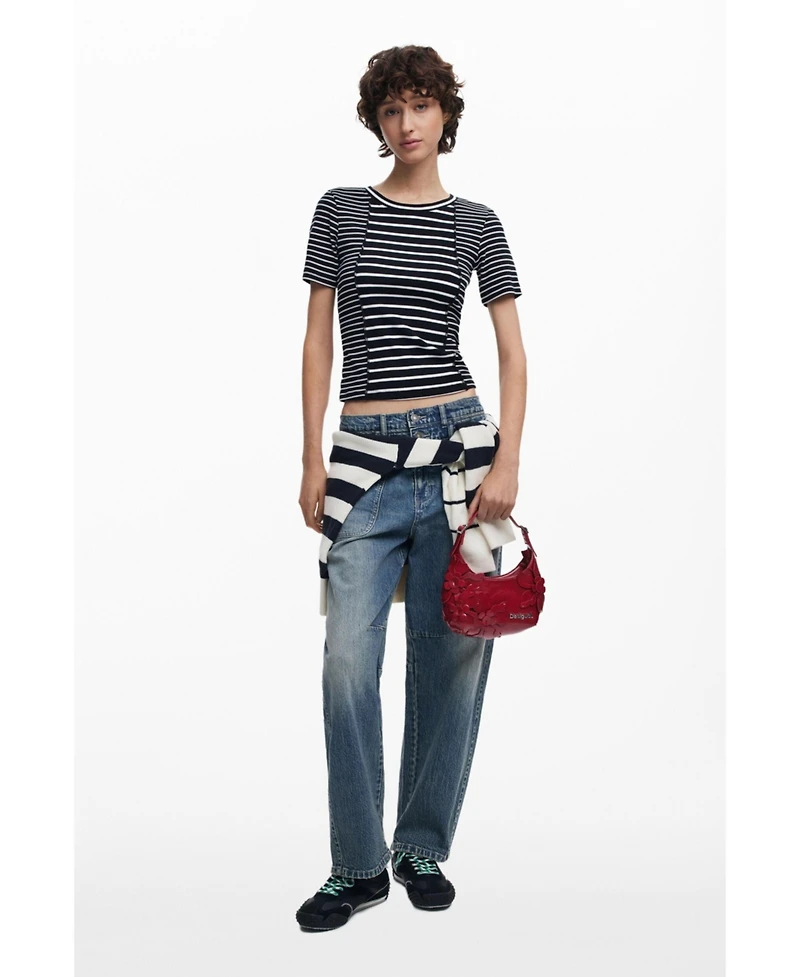 Desigual Women's Small shiny floral applique bag