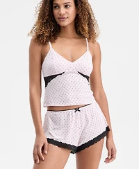 I.n.c. International Concepts Women's Knit Lace-Trim Short Pajama Set, Exclusively at Macy's