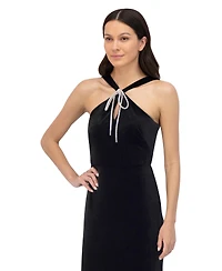 Eliza J Petite Velvet Halter Neck Gown Dress