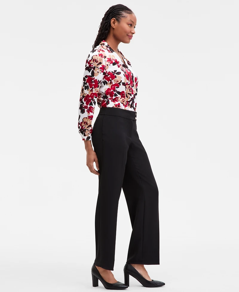 Kasper Women's High Rise Wide-Leg Pants