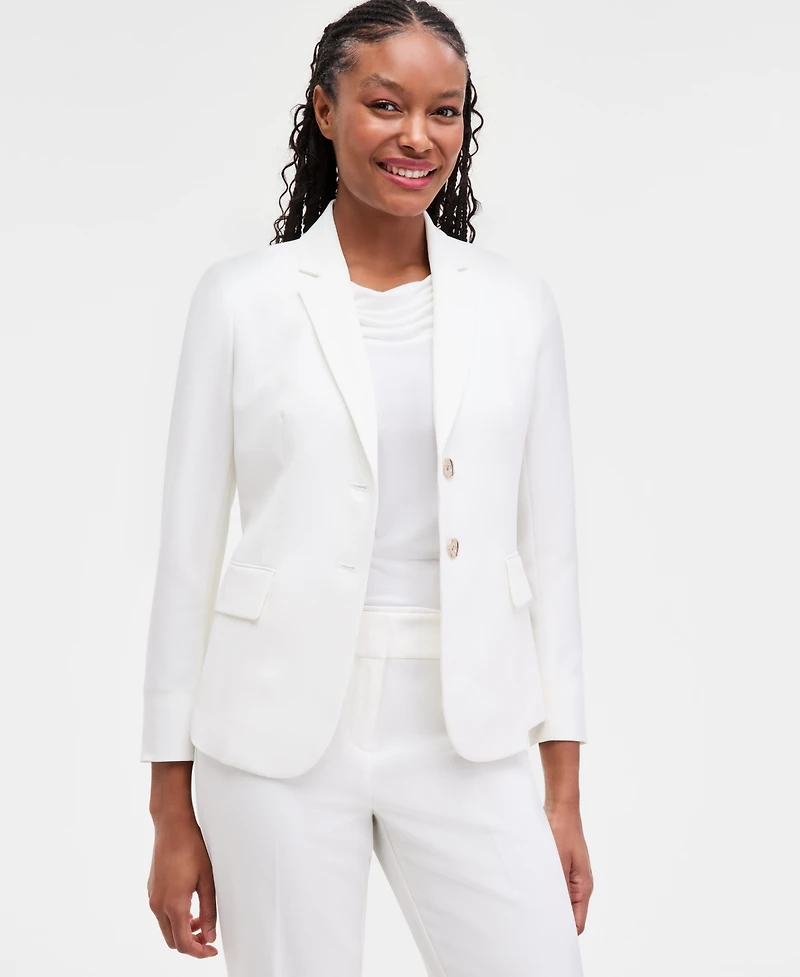 Kasper Women's Stretch Crepe Two-Button Jacket, Regular & Petite