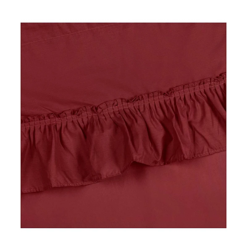 Ellis Stacey 1.5" Rod Pocket High Quality Fabric Solid Color Window Ruffled Swag 60"x38" Merlot
