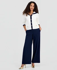 T Tahari Women's Sailor-Collar Tipped Cardigan