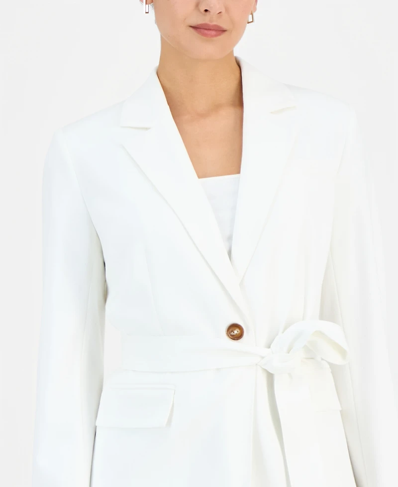 T Tahari Women's One-Button Tie-Waist Blazer
