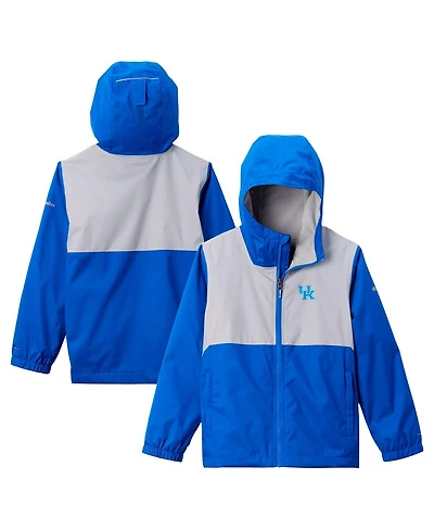 Columbia Big Boys and Girls Royal Kentucky Wildcats Rainy Fields Lined Omni-Tech Full-Zip Hoodie Jacket