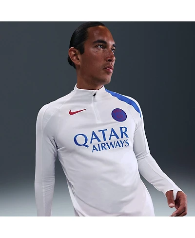 Nike Men's White Paris Saint-Germain 2025/26 Strike Drill Quarter-Zip Long Sleeve Dri-fit Jersey