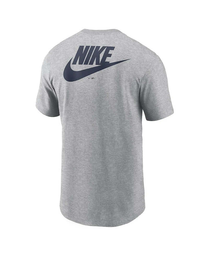 Nike Men's Heather Gray New York Yankees Cooperstown Collection Large Logo 2-Hit T-Shirt