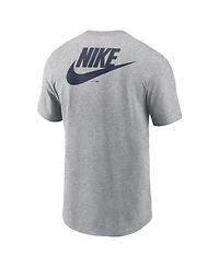 Nike Men's Heather Gray New York Yankees Cooperstown Collection Large Logo 2-Hit T-Shirt