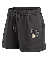 Wear by Erin Andrews Women's 2-Piece Black Boston Bruins Washed Fleece Sweatshirt and Shorts Lounge Set