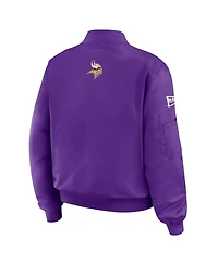 Wear by Erin Andrews Women's Purple Minnesota Vikings Patch Full-Zip Bomber Jacket