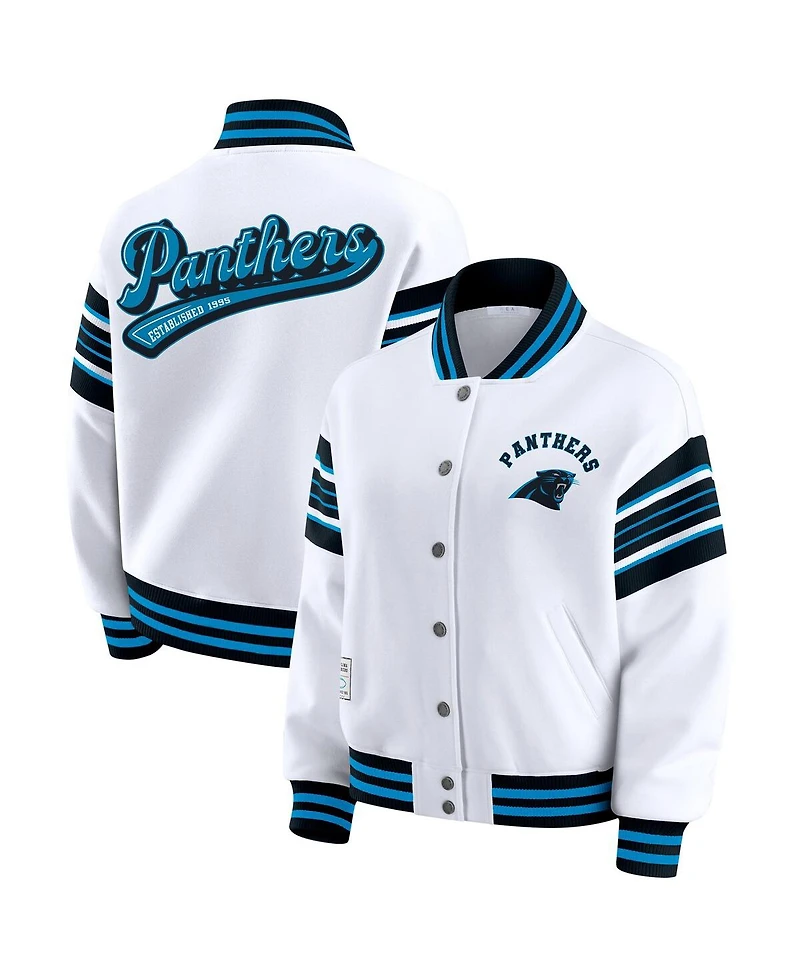 Wear by Erin Andrews Women's White Carolina Panthers Full-Snap Fleece Sweatshirt Jacket
