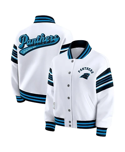 Wear by Erin Andrews Women's White Carolina Panthers Full-Snap Fleece Sweatshirt Jacket