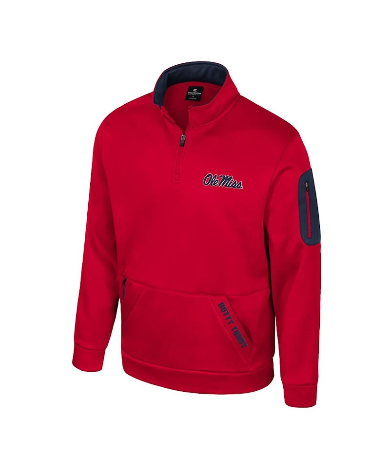 Colosseum Men's Red Ole Miss Rebels Mainframe Quarter-Zip Fleece Jacket