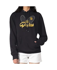 G-iii 4Her by Carl Banks Women's Black San Diego Padres Leopard Heart Pullover Hoodie