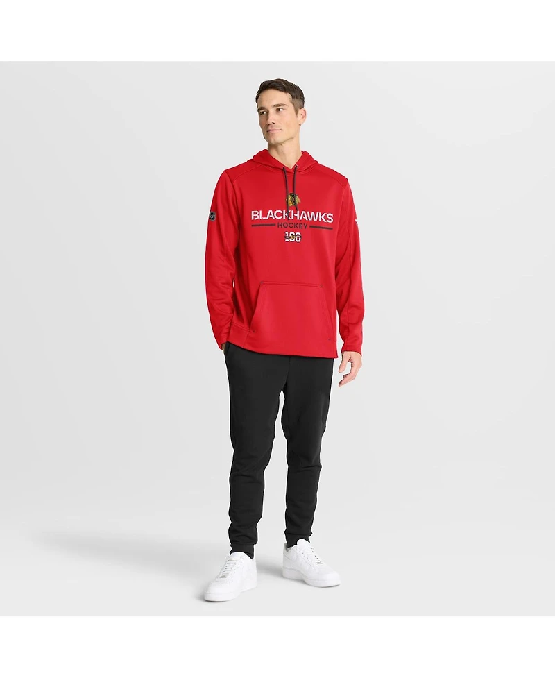 Fanatics Men's Red Chicago Blackhawks Authentic Centennial Pro Rink Hoodie