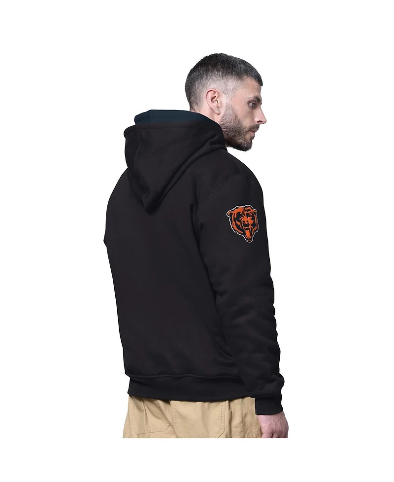 Starter Men's Black Chicago Bears Big Shot Full-Zip Double Hoodie