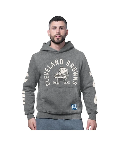 Starter Men's Charcoal Cleveland Browns Handoff Vintage Logo Fleece Hoodie Sweatshirt