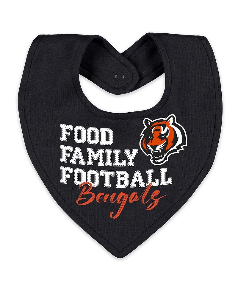 Wear by Erin Andrews Baby Boys and Girls Newborn Cincinnati Bengals Sleep and Play Full-Zip Sleeper Bib Set