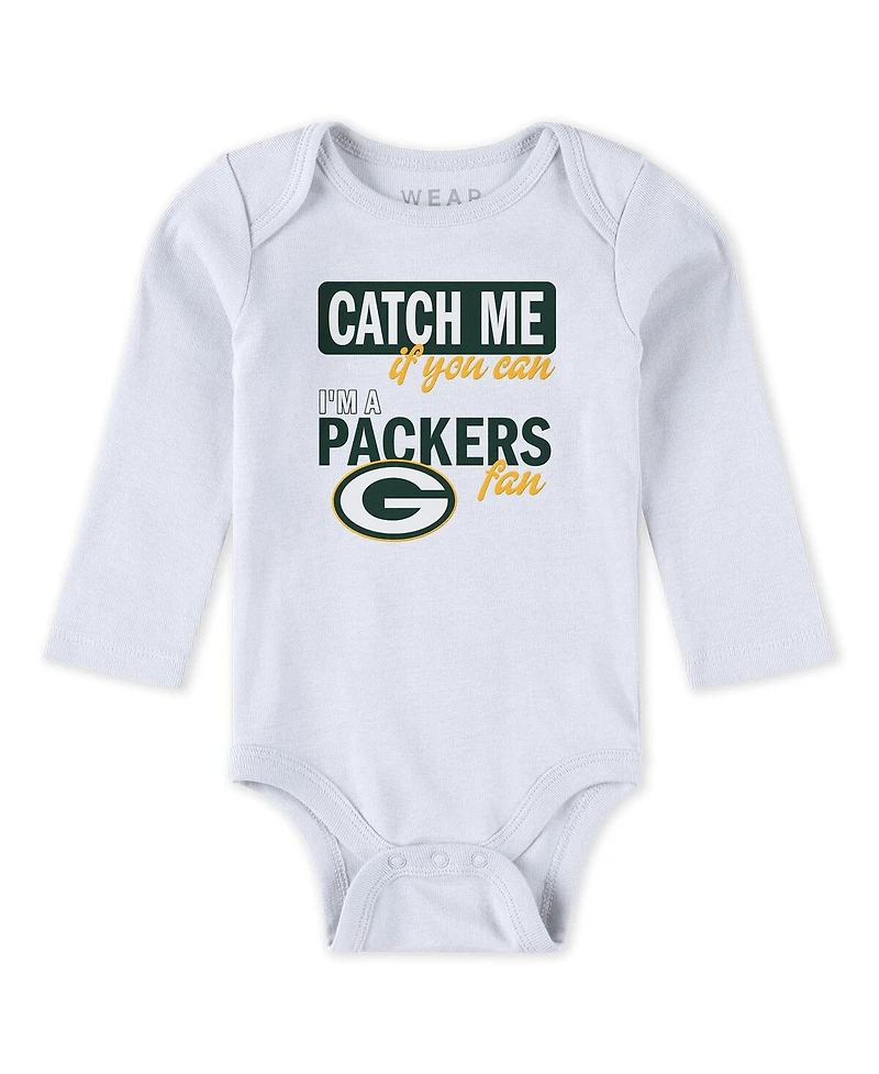 Wear by Erin Andrews Baby Boys and Girls Newborn 3-Piece Green Bay Packers Turn Me Around Bodysuits Pant Set