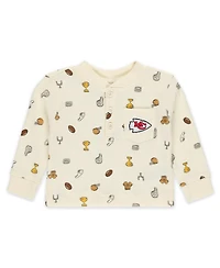 Wear by Erin Andrews Baby Boys and Girls 2-Piece Cream Kansas City Chiefs Waffle-Knit Sleep Set