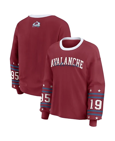 Wear by Erin Andrews Women's Burgundy Colorado Avalanche Long-Sleeve Sport T-Shirt