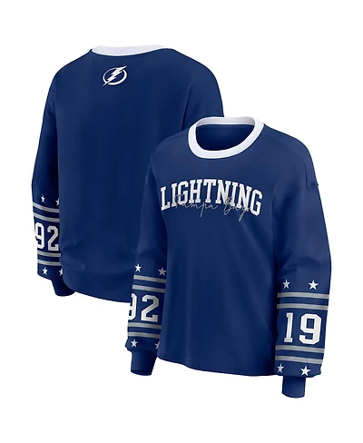Wear by Erin Andrews Women's Blue Tampa Bay Lightning Long-Sleeve Sport T-Shirt