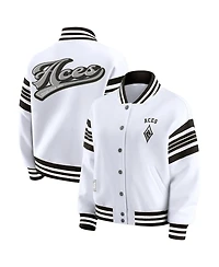 Wear by Erin Andrews Women's White/Black Las Vegas Aces Full-Snap Fleece Sweatshirt Jacket